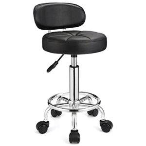 hmtot swivel stools with wheels height adjustable rolling spa stool backrest black