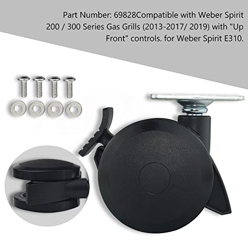 69828 Locking Caster Compatible with Weber Spirit 200/300 Series Gas Grills (2013-2017/2019) with"Up Front" Controls for Spirit 200/300 Series Grills - Wheel Locking Mechanism