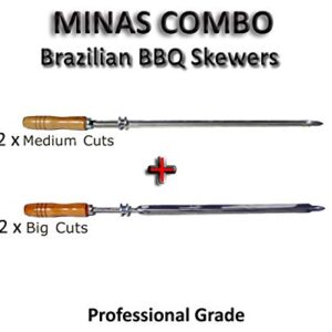 Minas Combo - Set of 4 Brazilian Skewers for BBQ 28" - Professional Grade