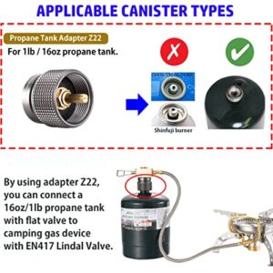 camping moon CAMPINGMOON Isobutane/Butane to Propane Gas Refill Adapter EN417 Lindal Valve 16oz/1Lb Small Propane Tank (Gas Fuel not Included) Z11/Z15+Z22