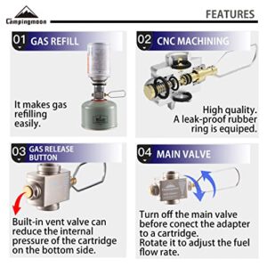 camping moon CAMPINGMOON Isobutane/Butane to Propane Gas Refill Adapter EN417 Lindal Valve 16oz/1Lb Small Propane Tank (Gas Fuel not Included) Z11/Z15+Z22