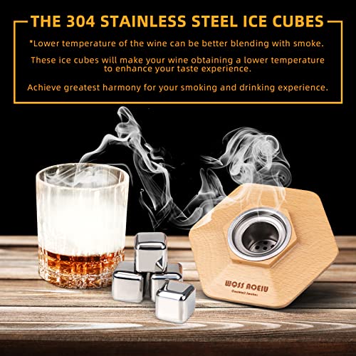 Cocktail Smoker Kit Gift Box - Whiskey Smoker Kit with Tourch Ice Cube and Game Set Old Fashioned Bourbon Smoker Kit Unique Gifts for Men Cocktail Set for Drink Smoker Father's Day