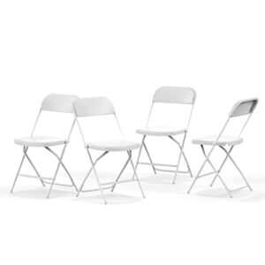 nazhura foldable folding chairs plastic outdoor/indoor 650lb weight limit (white, 4 pack)