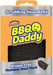 scrub daddy bbq daddy grill brush head refill - bristle free steam cleaning scrubber for bbq daddy grill brush - grill cleaning brush attachment with armortec steel mesh for grill grates (1 count)