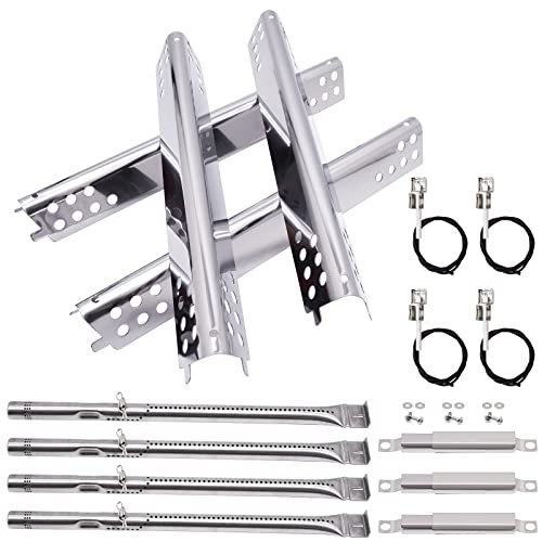 Grill Replacement Parts for Charbroil Advantage Series 4 Burner 463344015, 463343015, 463433016 Gas Grills, Stainless Pipe Burner, Heat Plate Tent Shield, Adjustable Carryover Tube, Grill Igniters