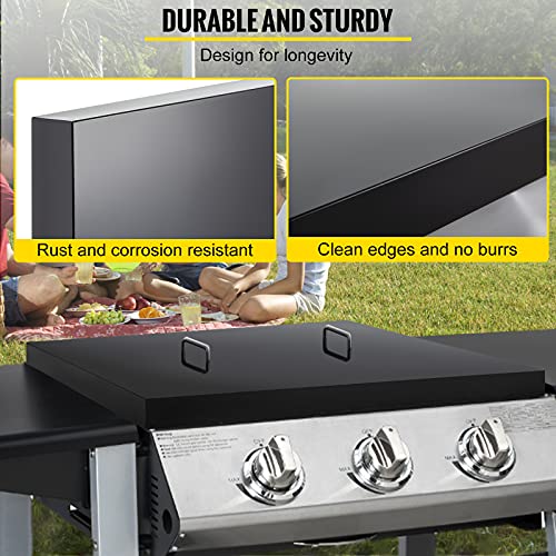 VEVOR Griddle Lid Cover, Work with 28" Blackstone Griddle, Powder Coated Black Carbon Steel Flat Top Griddle Cover, Griddle Cover with Heatproof Handle for Outdoor Griddle