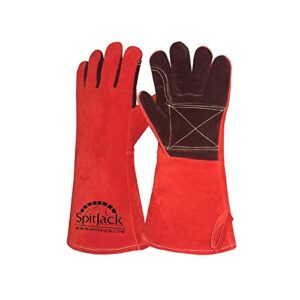 spitjack heat resistant fire protection fireplace gloves for grill, welding, bbq cooking, wood stove, oven, and kitchen