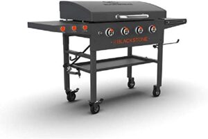 blackstone 36” griddle with hood & four burners - stainless steel gas griddle with hood, wheels, two side shelf & magnetic hooks – heavy duty outdoor griddle station for backyard, patio - 1899