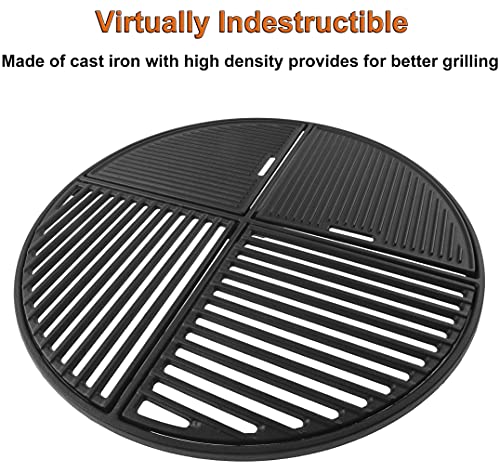 21.5” Cast Iron Grill Grate for Weber Original Kettle Premium 22" Charcoal Grill and Smokers, Replacement for Weber 22" Performer Premium Grill, Two types of cooking surfaces, Modular Fits 22" Grills