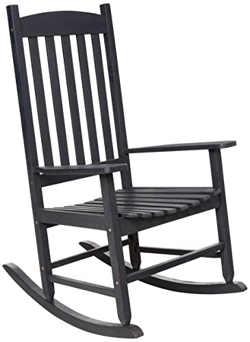 Amazon Aware FSC Certified Outdoor Porch Rocker Chair, Acacia Wood, Black