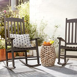 Amazon Aware FSC Certified Outdoor Porch Rocker Chair, Acacia Wood, Black