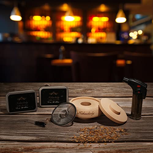 Nakucholy Cocktail Smoker Kit with Torch, Old Fashioned Smoker Kit for Whiskey Bourbon with Wood Chips, Hand Crafted Premium Bartender Kit, Ideal Gifts for Men (Butane Not Included)