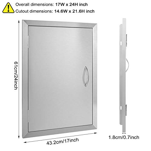 Seeutek Outdoor Kitchen Doors 17W x 24H Inch BBQ Access Door BBQ Island - Stainless Steel Single Wall Construction Vertical Door for Outdoor Kitchen Grilling Station or Commercial