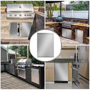 Seeutek Outdoor Kitchen Doors 17W x 24H Inch BBQ Access Door BBQ Island - Stainless Steel Single Wall Construction Vertical Door for Outdoor Kitchen Grilling Station or Commercial