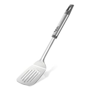 lebabo spatula, 13.4" inch stainless steel slotted turner, metal spatulas turner for cooking, kitchen cookware, barbecue, with ergonomic handle, dishwasher safe easy to clean