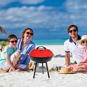 Moss & Stone Premium Portable 14Inch BBQ | Ultimate Outdoor Charcoal Barbecue Grill with Removable Legs & Ash Catcher | Portable BBQ Table Stand & 2 Chrome Plated Grilling Grates | Mesh Edges