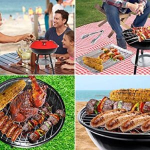 Moss & Stone Premium Portable 14Inch BBQ | Ultimate Outdoor Charcoal Barbecue Grill with Removable Legs & Ash Catcher | Portable BBQ Table Stand & 2 Chrome Plated Grilling Grates | Mesh Edges