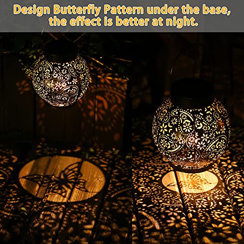 QMYPEACE Solar Lamp, Outdoor Solar Hanging Lanterns Waterproof Metal LED Decorative Christmas LightsSolar Lamp for Patio, Yard, Table, Pathway Decoration（Bronze）