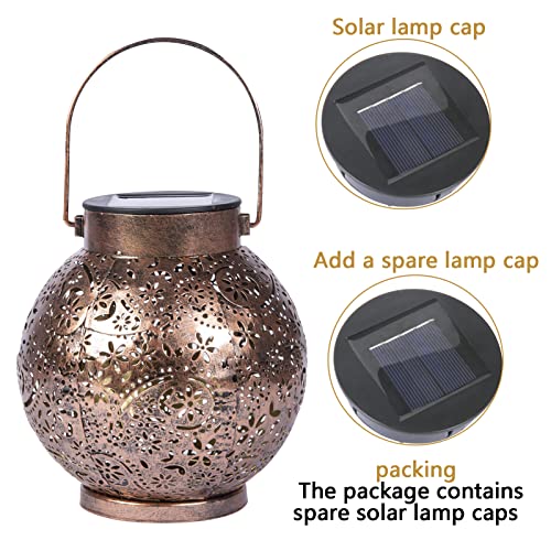 QMYPEACE Solar Lamp, Outdoor Solar Hanging Lanterns Waterproof Metal LED Decorative Christmas LightsSolar Lamp for Patio, Yard, Table, Pathway Decoration（Bronze）