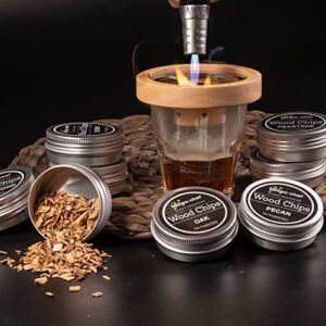 Cocktail Smoker Kit with Torch,8 Kinds of Wood Chips,Old Fashioned Cocktail Drink Smoke Kit,Bourbon,Whiskey Smoker Infuser Kit,Birthday&Father Day Bourbon Whiskey Gift for Men,Dad,Husband (No Butane)