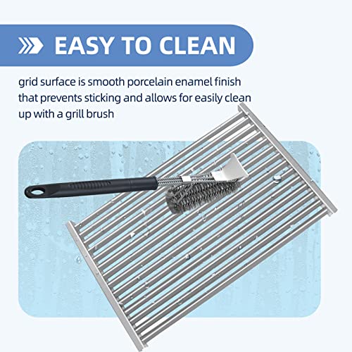 NEURARC 19.5 Inch Stainless Steel Grill grates Replacement Parts for Weber 7524 7528,Genesis 300 Series,Genesis E-310 E-330,Set of 2 Cooking Grid Grates(19.5" x 12.9")