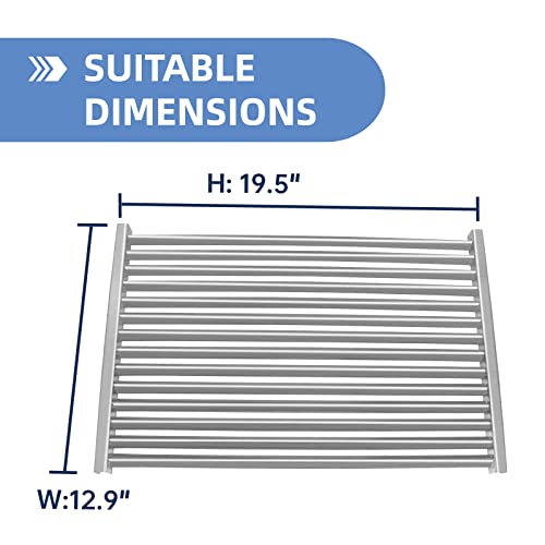 NEURARC 19.5 Inch Stainless Steel Grill grates Replacement Parts for Weber 7524 7528,Genesis 300 Series,Genesis E-310 E-330,Set of 2 Cooking Grid Grates(19.5" x 12.9")