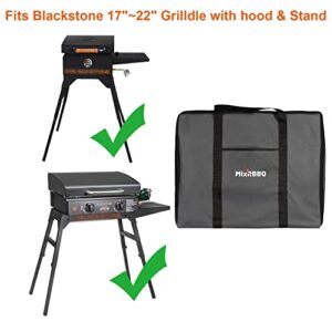 MixRBBQ 17" 22" Griddle Carry Bag for Blackstone 17" & 22" Tabletop Griddle with Hood and Stand, Heavy Duty BBQ Grill Cover Waterproof Storage Bag Griddle Accessories