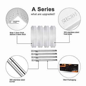 Hisencn 304 Stainless Steel Grill Parts Kit for Home Depot Nexgrill 4 Burner 720-0830H, 720-0888, 720-0888N, Grill Burner, Heat Plate Grill Replacement Kit for Home Depot Nexgrill 4 Burner 720-0830H