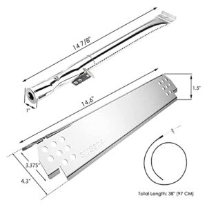 Hisencn 304 Stainless Steel Grill Parts Kit for Home Depot Nexgrill 4 Burner 720-0830H, 720-0888, 720-0888N, Grill Burner, Heat Plate Grill Replacement Kit for Home Depot Nexgrill 4 Burner 720-0830H