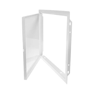 12" x 16" Inch Access Panel Door - Steel for Indoor Use - Opening Flap Cover Plate - Box Door Lock - Door Latch - Inspection Hatch - White Polymer Coating - Intended for Walls and Ceilings