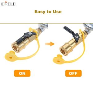 DRELD Propane 1/4" Quick Connect Adapter with Gas Grill Regulator, QCC1 Adapter Propane Regulator with Quick Connect 20-50lbs Propane Tanks to Gas Grill, for Fire Pit, Heater, BBQ Stove Camping