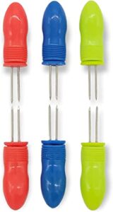 handy housewares 6 piece jumbo corn holders corn cob skewers handle set - multicolor (1 set)