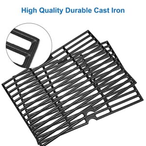 Uniflasy Grill Replacement Parts Kit for Dyna-Glo DGF350CSP DGF350CSP-D 2-Burner Open Cart Propane Gas Grill Stainless Steel Heat Plate Shield and Grill Burner and Cast Iron Cooking Grid Grates