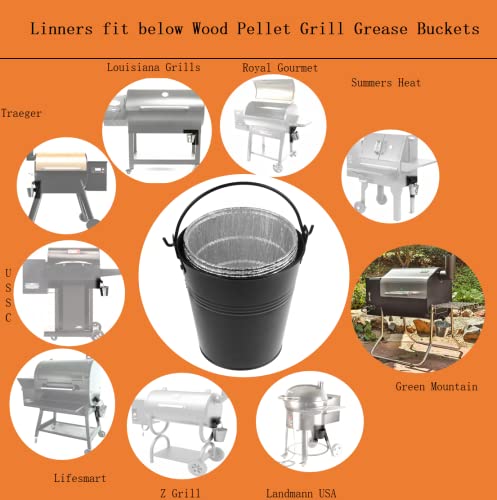 Firsgrill Grease Bucket Liners Replacment Traeger, Z Grill, Green Mountain Pellet Wood Smoker (15, Liners)