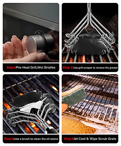 18inch Grill Brush and Scraper Bristle Free - BBQ Brush for Grill Cleaning Stainless Grill Cleaning Brush BBQ Grill Accessories Tools- Gifts for Men Dad