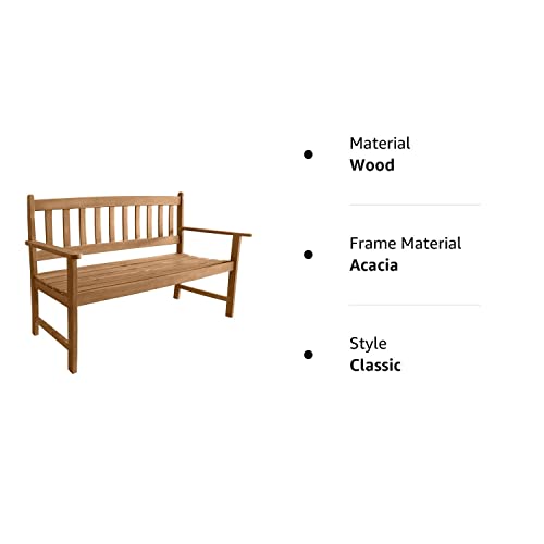 Outdoor Patio Bench Outdoor Patio Bench Wood Garden Bench with Armrests Sturdy Acacia Wood Front Porch Chair 705Lbs Weight Capacity Best Outdoor Wood Bench, Natural Oiled