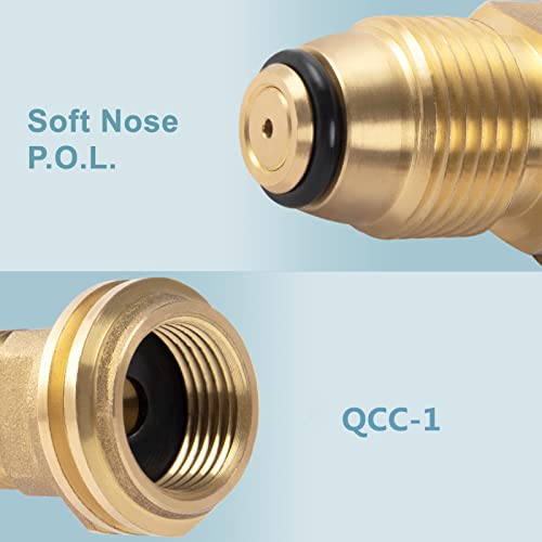 SHINESTAR POL to QCC1 Propane Tank Adapter - Old to New, 100 lb LP Tank Valve to Type-1 Fitting, Solid Brass