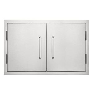 wafiet double bbq access door, 33w x 22h inch outdoor kitchen doors 304 stainless steel cabinets double grill door for bbq island grilling station outside cabinet