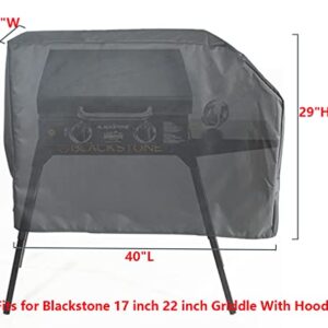 Mini Lustrous Grill Cover Fits for Blackstone 17inch 22inch Griddle with Hood and Stand, Perfect Take Along Griddle Accessories for Outdoor Cooking and Camping (Black)