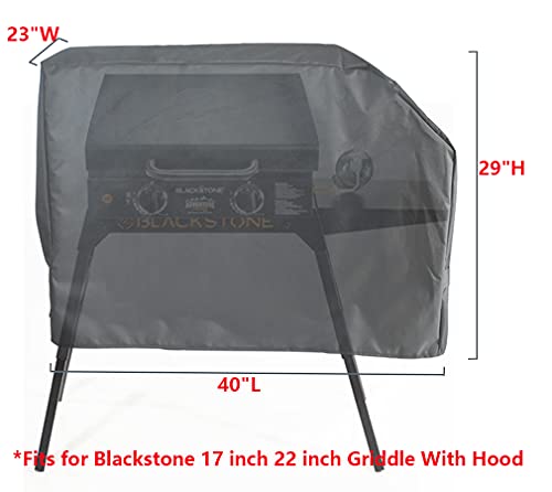 Mini Lustrous Grill Cover Fits for Blackstone 17inch 22inch Griddle with Hood and Stand, Perfect Take Along Griddle Accessories for Outdoor Cooking and Camping (Black)