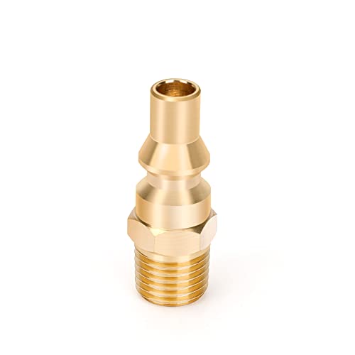 Stanbroil Propane Brass Quick Connect Fitting Adapter- Full Flow Male Plug x 1/4" Male NPT for RV Portable BBQ