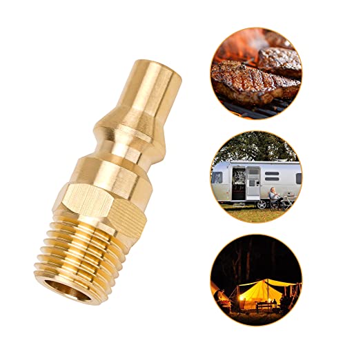 Stanbroil Propane Brass Quick Connect Fitting Adapter- Full Flow Male Plug x 1/4" Male NPT for RV Portable BBQ