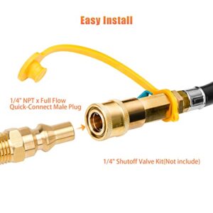 Stanbroil Propane Brass Quick Connect Fitting Adapter- Full Flow Male Plug x 1/4" Male NPT for RV Portable BBQ