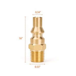 Stanbroil Propane Brass Quick Connect Fitting Adapter- Full Flow Male Plug x 1/4" Male NPT for RV Portable BBQ