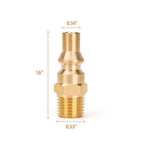 Stanbroil Propane Brass Quick Connect Fitting Adapter- Full Flow Male Plug x 1/4" Male NPT for RV Portable BBQ