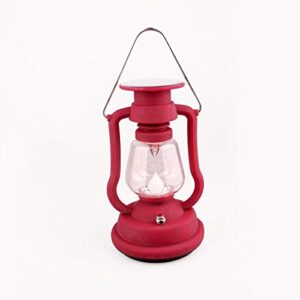 outdoor waterproof solar table lamp antique solar lantern lights hanging lighting with 7 led for garden camping patio outdoor indoor (red)