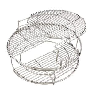kamaster 3 tier 5 piece eggspander replacement kit for large big green egg,stainless steel grill stack rack with removable cooking system,bbq grill basket grill expander rack ultimate set fit l bge