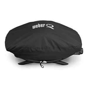 weber q 2000 series bonnet grill cover, heavy duty and waterproof,black