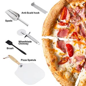 MAGIC FLAME Outdoor Pizza Ovens Wood Pellet Countertop Portable Pizza Oven + Pizza Stone Stainless Steel BBQ Cooking Grill for Backyard Patio Pizza Maker (For 12" Pizza, Stainless Steel)