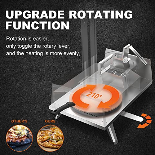 MAGIC FLAME Outdoor Pizza Ovens Wood Pellet Countertop Portable Pizza Oven + Pizza Stone Stainless Steel BBQ Cooking Grill for Backyard Patio Pizza Maker (For 12" Pizza, Stainless Steel)